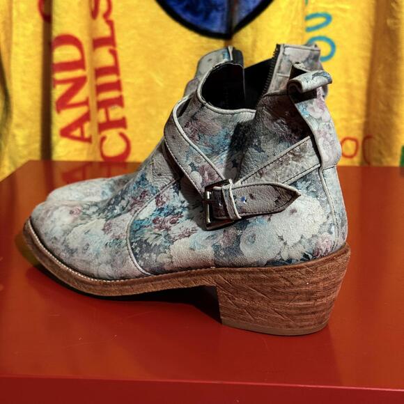 Free People Floral Ankle Boots with Strap Details - Picture 4 of 9